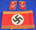 RARE POLITICAL LEADERS REICH LEVEL ARM BAND AND BULLION COLLAR PATCH SET.