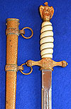 NAVAL OFFICERS DAGGER 1938 MODEL BY EICKHORN WITH HAMMERED SCABBARD.