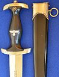 SS DAGGER 1933 MODEL WITH MINT RZM MARKED BLADE BY SPITZER.