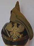 IMPERIAL GERMAN PRUSSIAN OFFICERS PICKELHAUBE HELMET WITH RARE TRENCH COVER.