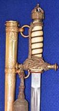 IMPERIAL NAVAL DAGGER WITH DAMASUSE BLADE AND DELUX SCABBARD.