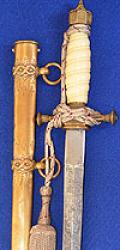 IMPERIAL GERMAN 1890 PATTERN NAVAL DAGGER PERSONALIZED AND WITH WITH INSCRIPTION TO ENGRAVED BLADE.