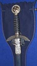 LUFTWAFFE OFFICERS SWORD BY EICKHORN WITH MATCHING UNIT ISSUE STAMPS AND CLOTH STORAGE BAG.