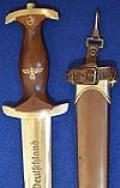 SA DAGGER 1933 MODEL BY ERNST ROMER WITH VERY UNUSUAL VERTICAL HANGER.