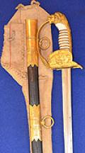THIRD REICH NAVAL OFFICERS SWORD BY EICKHORN COMPLETE WITH ORIGINAL SWORD BAG. 