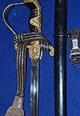 THIRD REICH ARMY OFFICERS SWORD, RARE MODEL BY VOOS WITH TWO ARMY EAGLES TO THE HILT.