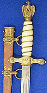 GERMAN NAVAL DAGGER WITH ISSUE STAMP TO BLADE.