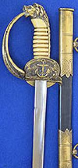 GERMAN NAVAL OFFICERS SWORD WITH MATCHING ISSUE STAMPS.