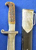RAD DAGGER WITH RARE FULL STAG GRIP BY EICKHORN, INITIAL PRODUCTION MODEL OF 1934.