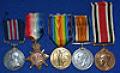 BRITISH WW1 MILITARY MEDAL BRAVERY GROUP OF 5 MEDALS.