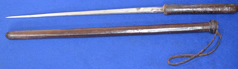 WW1 BRITISH OFFICERS SWAGGER STICK WITH CONCEALED BLADE..