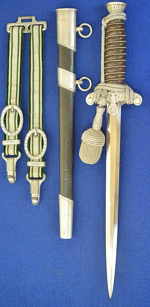THIRD REICH LAND CUSTOMS DAGGER BY HORSTER COMPLETE WITH HANGERS AND KNOT.