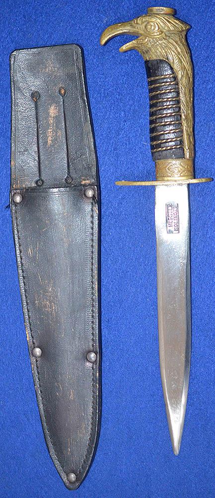 GERMAN MANUFACTURED ITALIAN FASCIST YOUTH DAGGER BY HORSTER WITH EXTRA LARGE EAGLES HEAD HILT.