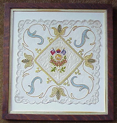 SOUTH WALES BORDER REGIMENT FRAMED EMBROIDERY.