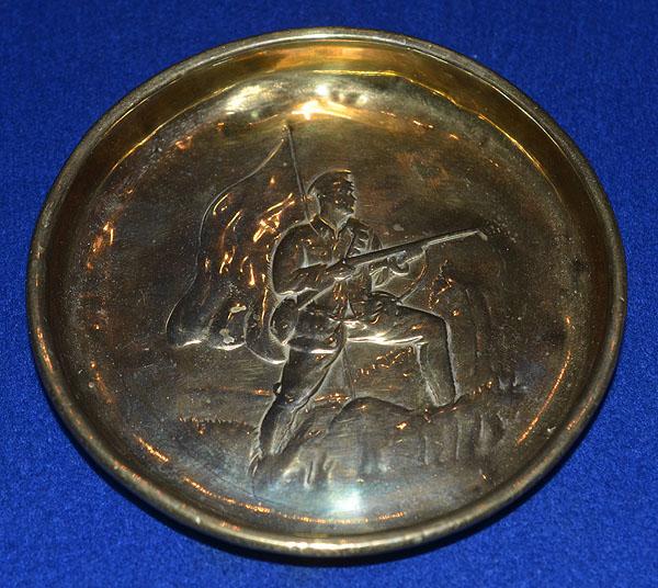 BRASS PIN TRAY WITH DESIGN OF A SOLDIER.