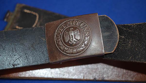 GERMAN ARMY OTHER RANK LEATHER BELT AND BUCKLE.