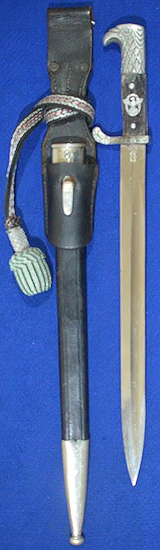 THIRD REICH POLICE BAYONET BY WKC WITH FROG AND KNOT.
