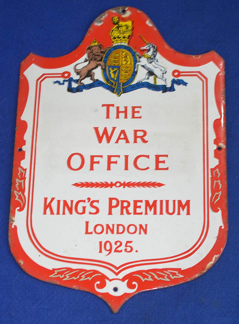 BRITISH WAR OFFICE ENAMEL SIGN.