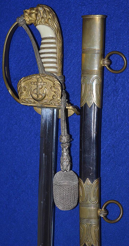 THIRD REICH NAVAL SWORD WITH GOLD KNOT.