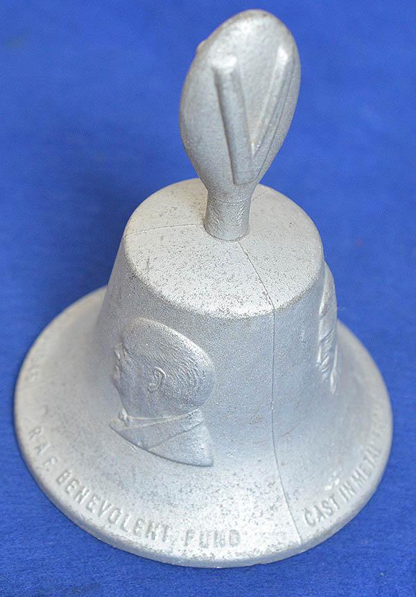 WW2 BRITISH VICTORY BELL PRODUCED FROM METAL OF A SHOT DOWN GERMAN AIRCRAFT.