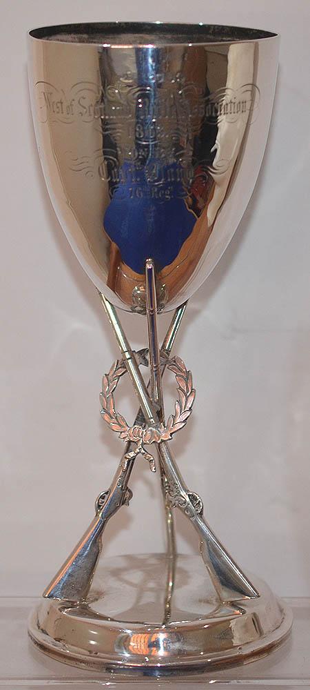LARGE VICTORIAN SILVER GOBLET OF THE 76TH REGIMENT.