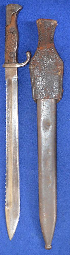 IMPERIAL GERMAN 1898 / 05 SAWBACK BLADE BY MOUSER COMPLETE WITH FROG HANGER.