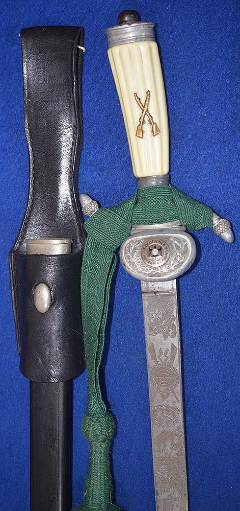 THIRD REICH RIFFLE ASSOCIATION DAGGER BY EICKHORN WITH FROG AND PORTEPEE.