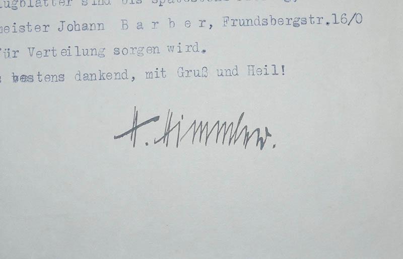 HIMMLER INK SIGNED LETTER, VERY EARLY EXAMPLE DATED 1927.