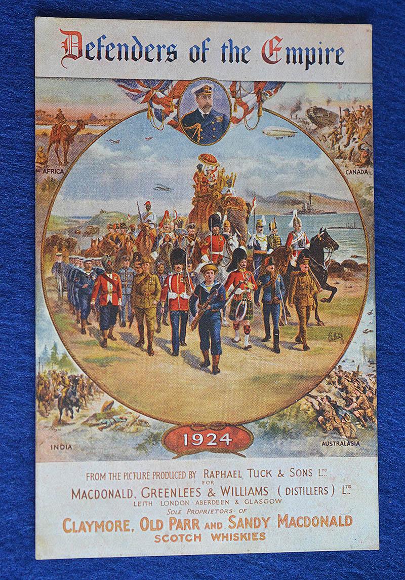 BRITISH MILITARY AND WHISKY ADVERTISING POST CARD.