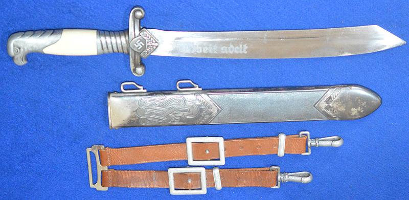 RAD OFFICERS DAGGER BY HELBIG COMPLETE WITH HANGERS.