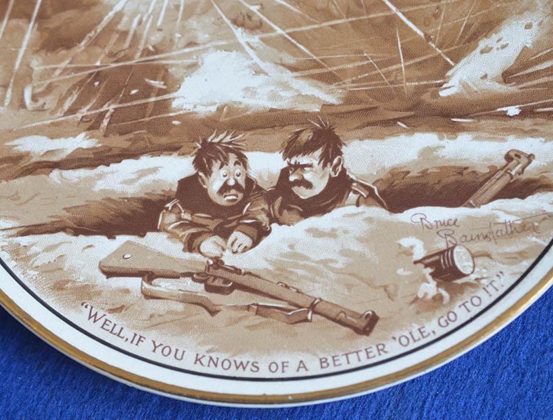 WW1 BRITISH OLD BILL POTTERY WALL PLATE DATED 1917.