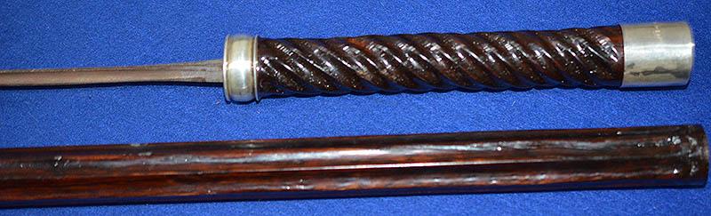 BRITISH SILVER MOUNTED SWORD STICK.