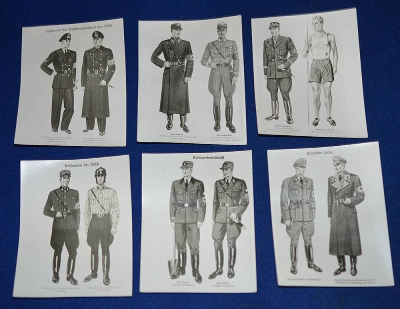 COLLECTION OF SIX NSDAP UNIFORM CARDS.