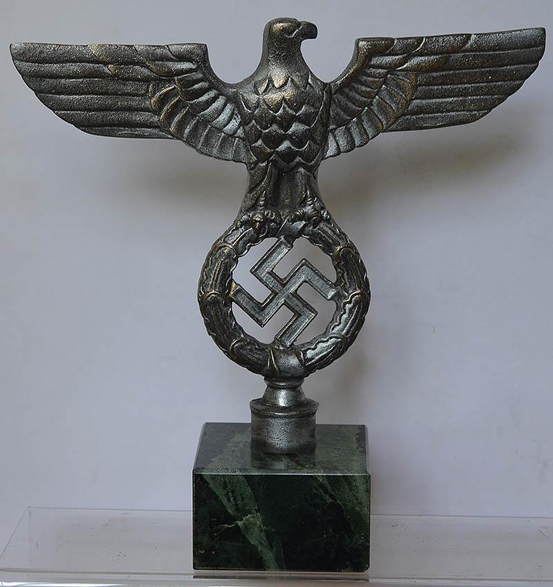 NSDAP SILVER EAGLE ON MARBLE BASE.