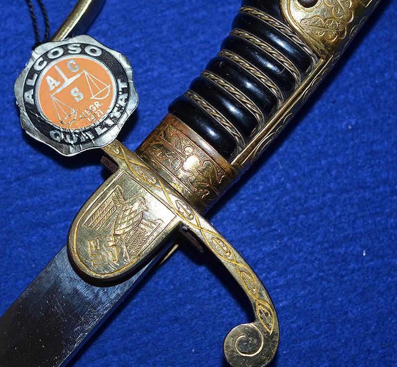 MINT UNISSUED GERMAN WW2 ARMY OFFICERS SWORD BY ALCOSO COMPLETE WITH ISSUE TAG.