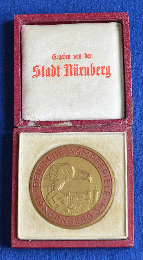 NSDAP 1934 COMMEMORATIVE PLAQUETTE FOR THE NURNBERG RALLY COMPETITIONS.