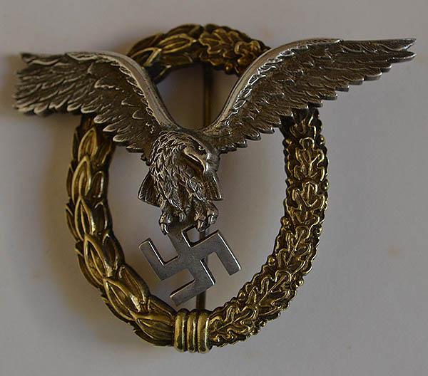 LUFTWAFFE PILOT OBSERVERS BADGE BY DEUMER.