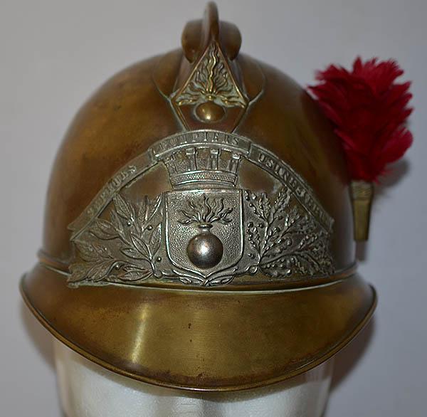 FRENCH ANTIQUE FIREMANS HELMET.