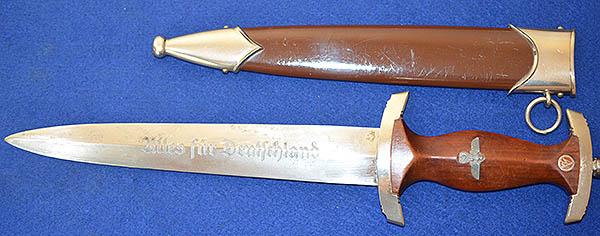 SA DAGGER 1933 MODEL WITH EICKHORN RZM MARKED BLADE.