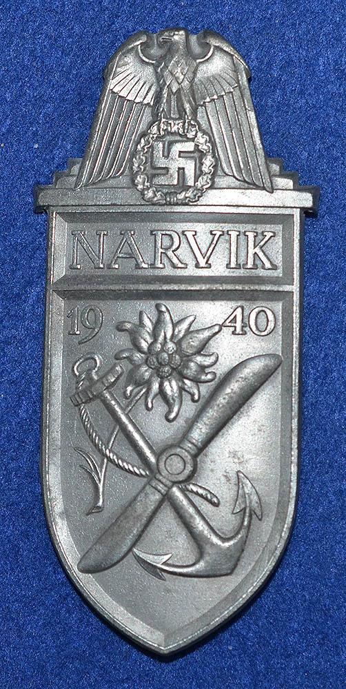THIRD REICH NARVIK SHIELD IN SILVER,