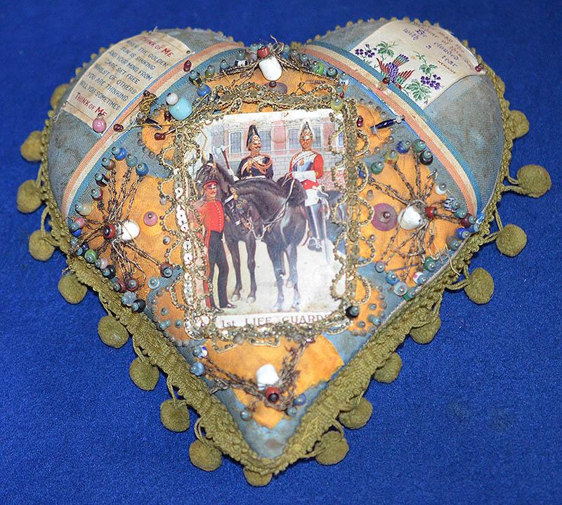 VICTORIAN PIN CUSHION TO THE LIFE GUARDS REGIMENT.