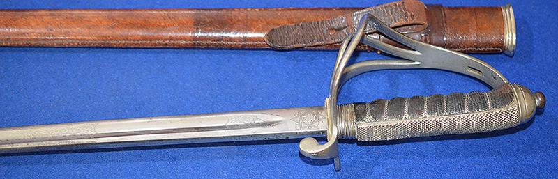BRITISH WW1 ENGINEER OFFICERS SWORD WITH ENGRAVED BLADE.