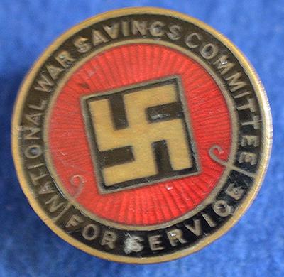 BRITISH SWASTIKA BADGE.