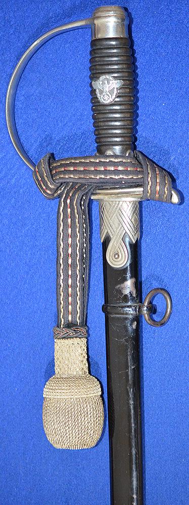 THIRD REICH POLICE NCO SWORD BY WAYERSBERG WITH KNOT, NEAR MINT CONDITION.