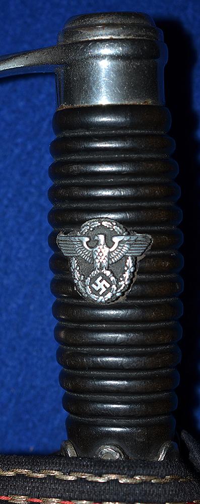 THIRD REICH POLICE NCO SWORD BY WAYERSBERG WITH KNOT, NEAR MINT CONDITION.