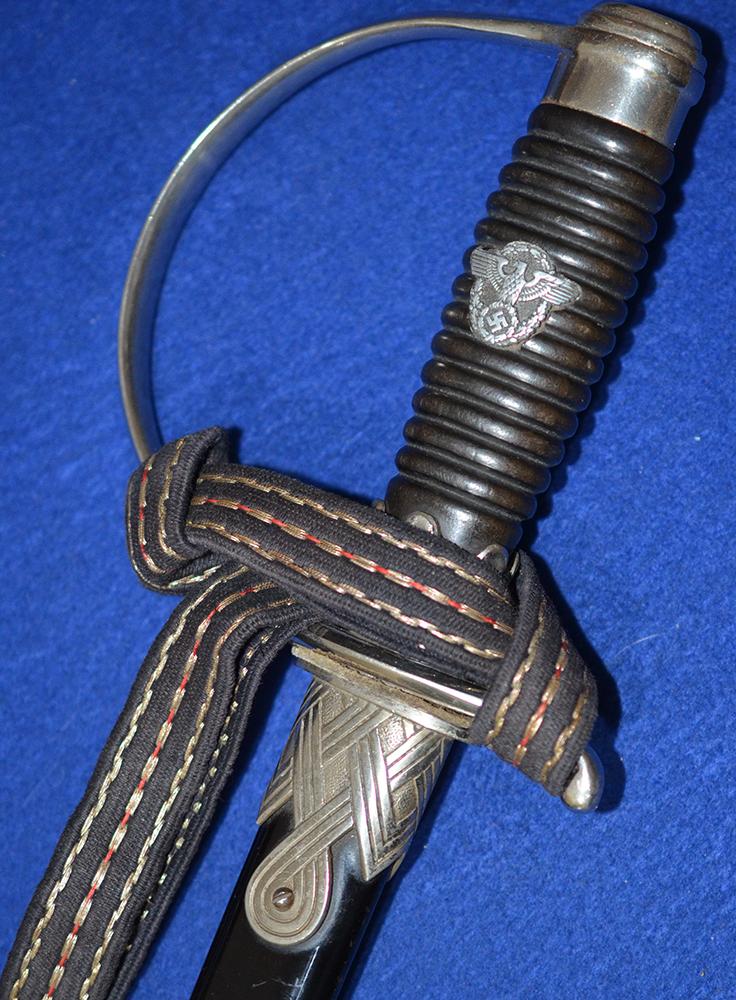 THIRD REICH POLICE NCO SWORD BY WAYERSBERG WITH KNOT, NEAR MINT CONDITION.