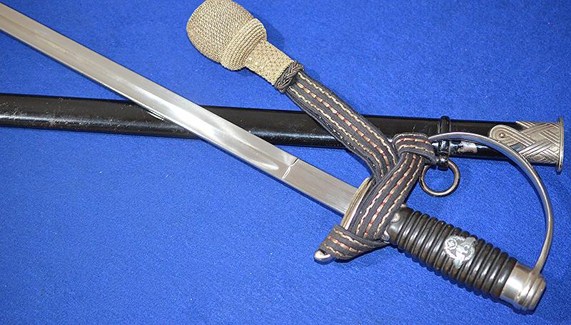THIRD REICH POLICE NCO SWORD BY WAYERSBERG WITH KNOT, NEAR MINT CONDITION.