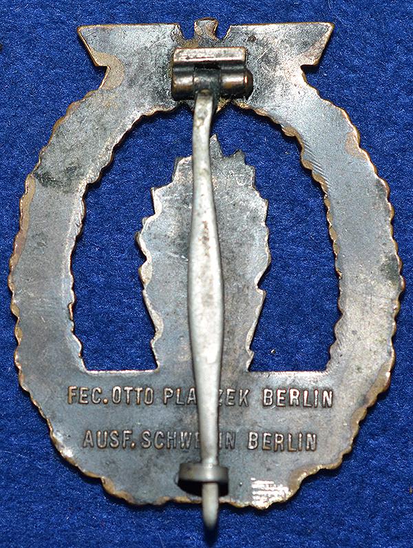 THIRD REICH NAVAL MINSWEEPERS BADGE BY SCHWERIN.