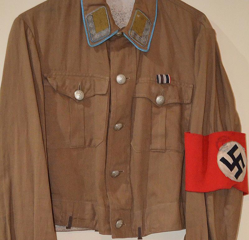 THIRD REICH POLITICAL LEADERS ORTSGRUPPE BROWN SHIRT COMPLETE WITH INSIGNIA.