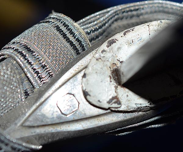 SS OFFICERS SWORD BY KREBS COMPLETE WITH SS KNOT AND BLACK LEATHER HANGER.